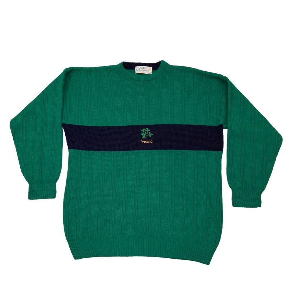 Vintage Quill’s Woollen‎ Market Ireland Sweater Navy and Green Size XXL
